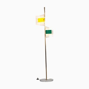 Lampadaire en Verre Acrylique Jaune et Vert de Stilnovo, Italie, 1950s