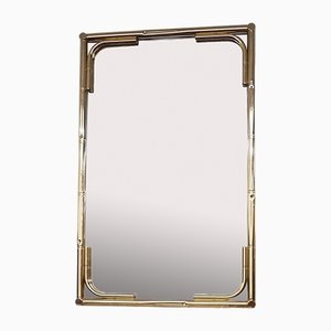Specchio vintage con cornice in metallo dorato, Italia, anni '70