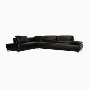 Black Leather Volare Corner Sofa from Koinor