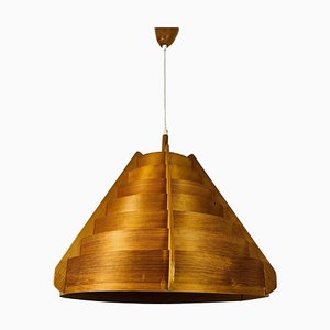 Mid-Century Hängelampe aus Holz von Hans-Agne Jakobsson, Schweden, 1960er