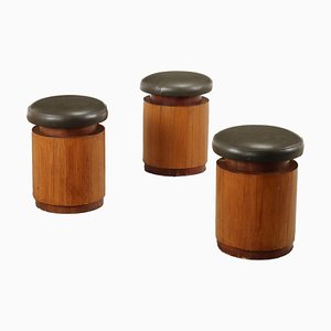Leather Stools, Italy, 1970s, Set of 3