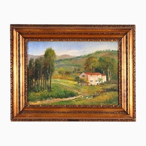 A. Canegrati, Landscape, 1930s-1940s, Italy, Oil on Canvas, Framed