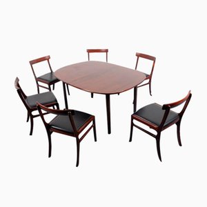 Rungstedlund Dining Chairs and Tables by Ole Wanscher for Poul Jeppesen Møbelfabrik, Set of 7