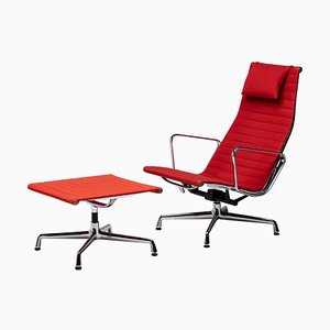 Aluminium Group Lounge Chair and Ottoman for Vitra from Eames, 1980s, Set of 2