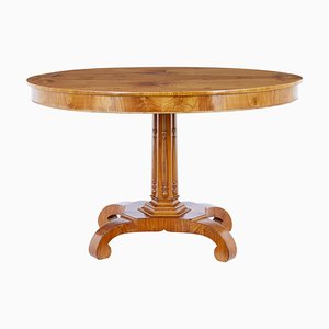 Table d'Appoint Ovale Scandinave en Orme, 19ème Siècle