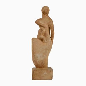 Scultura di donna con bambino in terracotta, inizio XX secolo