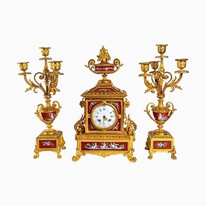 Napoleon III Fireplace Clock Set, Set of 3