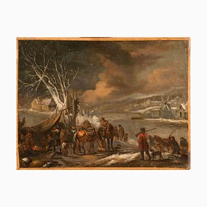 Antonie Beerstraten, paisaje invernal, siglo XVII, óleo sobre lienzo