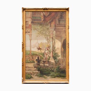 Giulio Rosati, Oriental Scene, 19th Century, Oil on Canvas, Framed