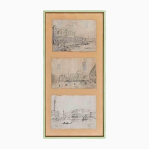 Unknown, Venice Landscapes, 19th Century, Pencil Drawing, Framed