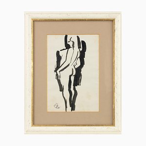 Remo Brindisi, Untitled, 1970s, China Ink Drawing, Framed