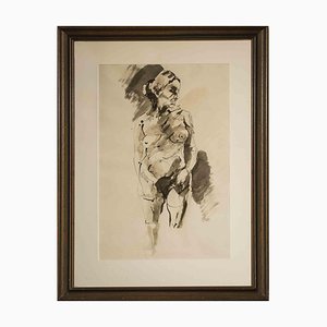 Michael Burgess, Untitled, 1978, Pen & Ink Wash on Watercolor Drawing, Framed