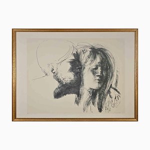 Emilio Greco, Lovers, anni '70, Litografia originale, Incorniciato