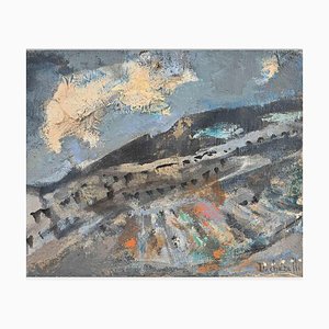 Claude Dechezelle, Abstract Composition, Mid-20th Century, Oil on Canvas