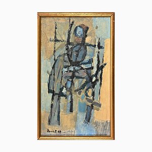 Unbekannt, Abstrakte Komposition, 1959, Öl auf Leinwand