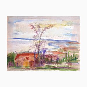 Louttre Bissière, Landscape, Watercolor, 1971