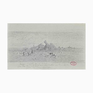 Paul Huet, Landschaft, Bleistiftzeichnung, 19. Jh