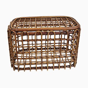 Italian Bohemian Basket Container in Bamboo and Rattan, 1960s