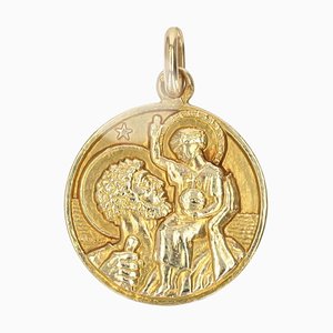 Medaglia antica di San Cristoforo in oro giallo 18 carati