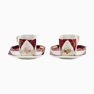 Porcelain Mocha Cups, 1920s, Set of 2