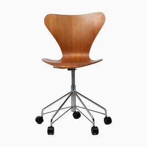 Scandinavian Modern Desk Chair in Teak by Arne Jacobsen for Fritz Hansen, 1970s