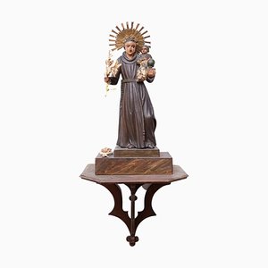 Figura di santo tradizionale in legno dipinto a mano, anni '50