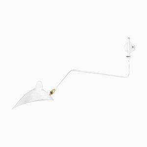 Lámpara de pared Mid-Century moderna en blanco con brazo curvo giratorio de Serge Mouille