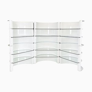 Space Age Modular Bookcase in White Fiberglass from Astrarte, Italy, 1970s, Set of 6