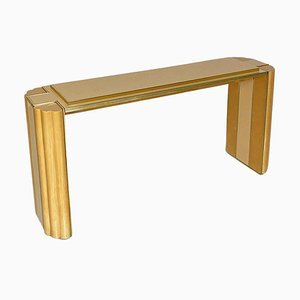 French Modern Wood and Brass Entrace Console by Alain Delon for Maison Jansen, 1980s