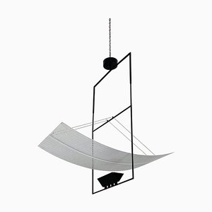 Lampada da soffitto Zefiro postmoderna in metallo bianco e nero di Mario Botta per Artemide, 1988
