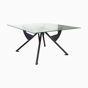 Italian Modern President Dining Table in Glass and Black Metal by Philippe Starck for Baleri Italia, 1984