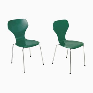 Dänische Moderne Stühle aus Grünem Holz und Stahl von Phoenix, 1970er, 2er Set