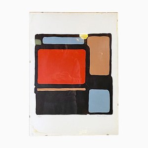 Cuadro abstracto italiano moderno coloreado de una casa-estudio milanesa, años 70