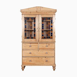 Large English Housekeepers Cabinet in Glazed Pine, 1870s