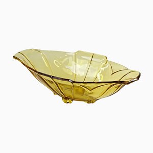 Vaso Art Deco in vetro color ambra, Austria, anni '20