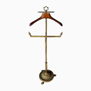 French Brass and Wood Valet De Nuit with Claw Feet, 1960s