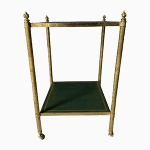 Empire Style 2-Tier Side Table with Green Leather Top
