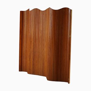 French Art Deco Tambour Room Divider in Patinated Pine attributed to Jomaine Baumann, 1930s