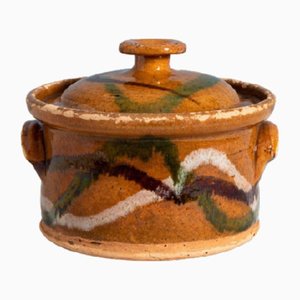 Antique Jaspe Lidded Pot from Savoie Pottery, 1800s