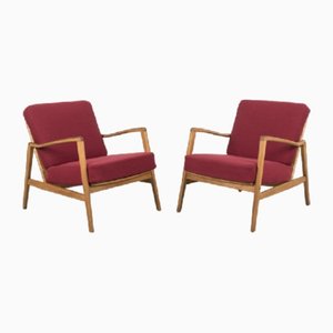 Vintage Armchairs in Red, Set of 2