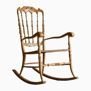 Vintage Rocking Chair in Beech and Cane
