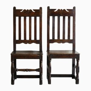 Antique Hall Chairs in Oak, Set of 2