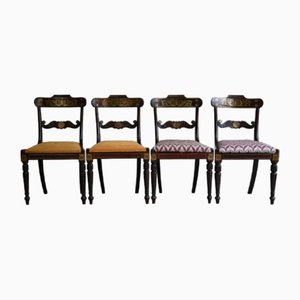 Regency Esszimmerstühle aus Messing mit Intarsien, 4er Set