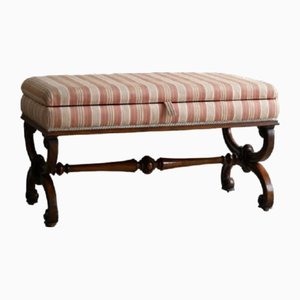 Large Victorian Upholstered Ottoman in Walnut