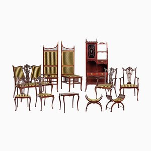 Art Nouveau Chippendale Living Room Set, Set of 11