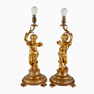 Louis XVI Lampe aus vergoldeter Bronze, 2er Set