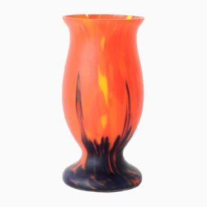 Vase en Verre Orange par Anton Ruckl, 1920s