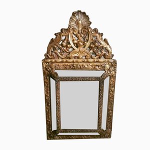 French Napoleon III Style Mirror with Repoussé Crafted Brass Inserts, 1852