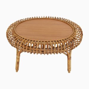 Table Basse Ovale en Bambou Style Franco Albini, Italie, 1958