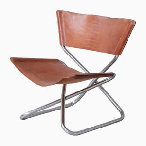 Mid-Century Leather & Steel Z-Down Lounge Chair by Erik Magnussen for Torben Ørskov